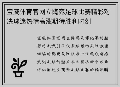 宝威体育官网立陶宛足球比赛精彩对决球迷热情高涨期待胜利时刻